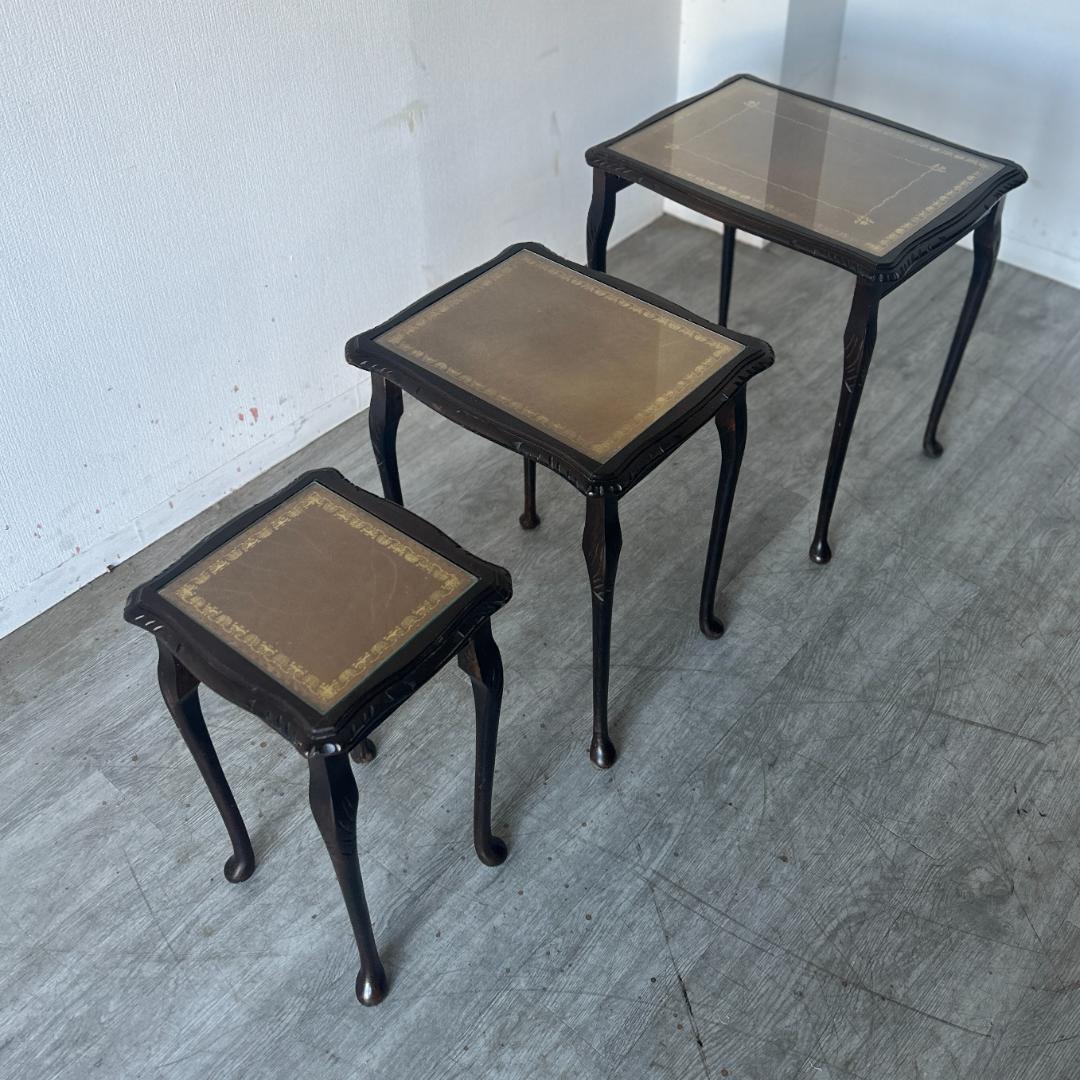 イギリス アンティーク家具 ガラストップ ネストテーブル 1960年頃 951A