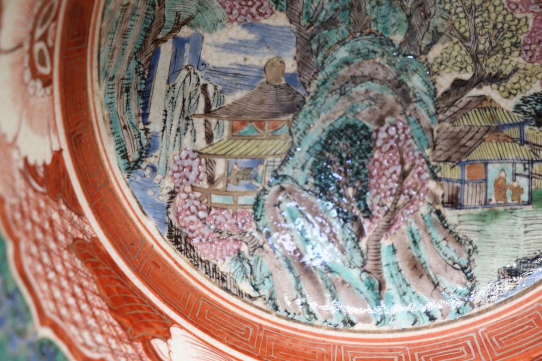 江戸晩期　古九谷　大鉢　アンティーク　木箱入　送料込み251107