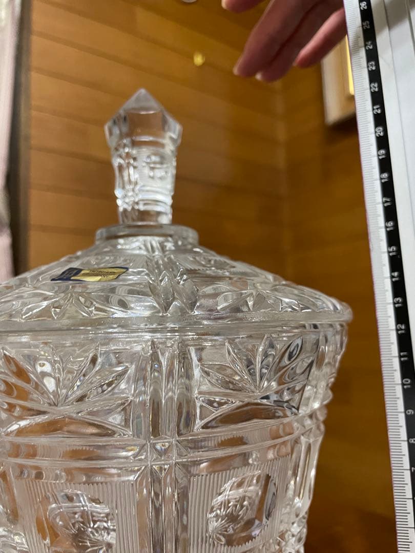 クリスタルカットガラス　キャニスター　脚付き　西ドイツ製　たのめる便利用