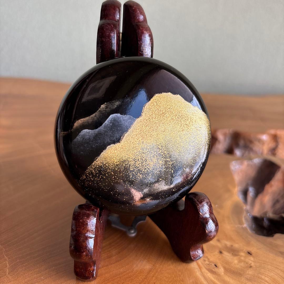 斎藤宗甫作 中棗 「遠山」金蒔絵 茶道具 共箱