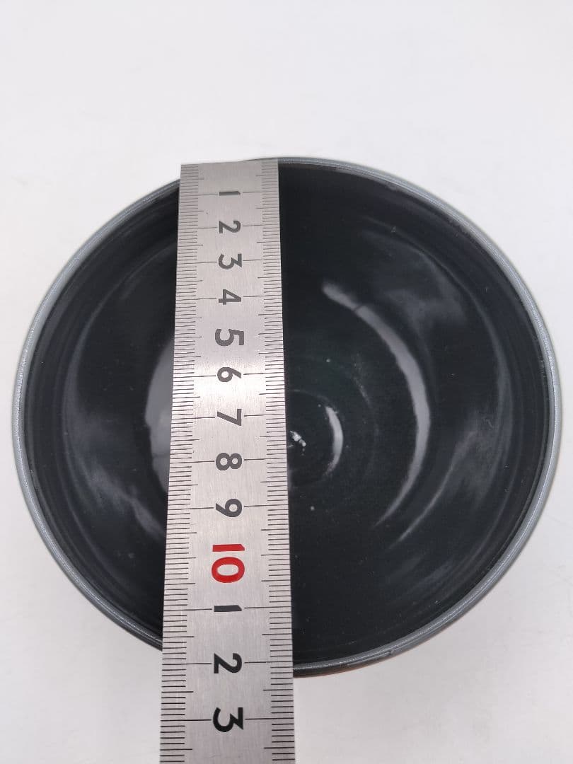 c773 数茶碗 黒仁清　独楽文 手塚桐鳳 10客 木箱 茶道具 古物