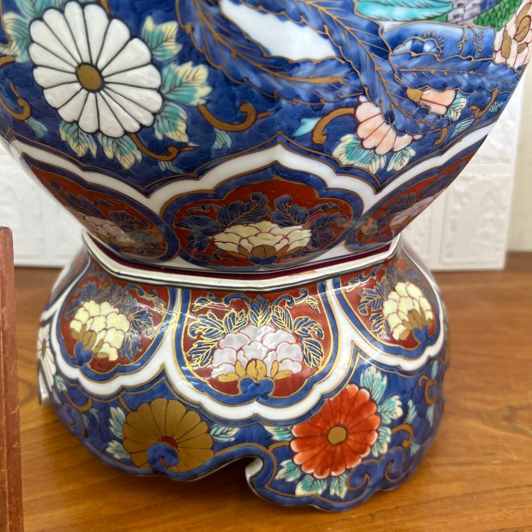 陶芸日展作家　藤井朱明作　有田焼 朱明窯 飾壺 高さ約90cm