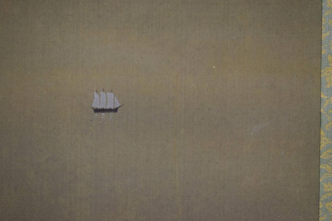 複製/池田遙邨/瀬戸内海之風景/工芸/桐題箱付/布袋屋掛軸HI-556