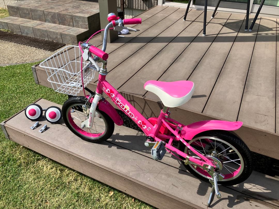 【引き取り限定 愛知】幼児用自転車 ピンク14インチ(補助輪付)