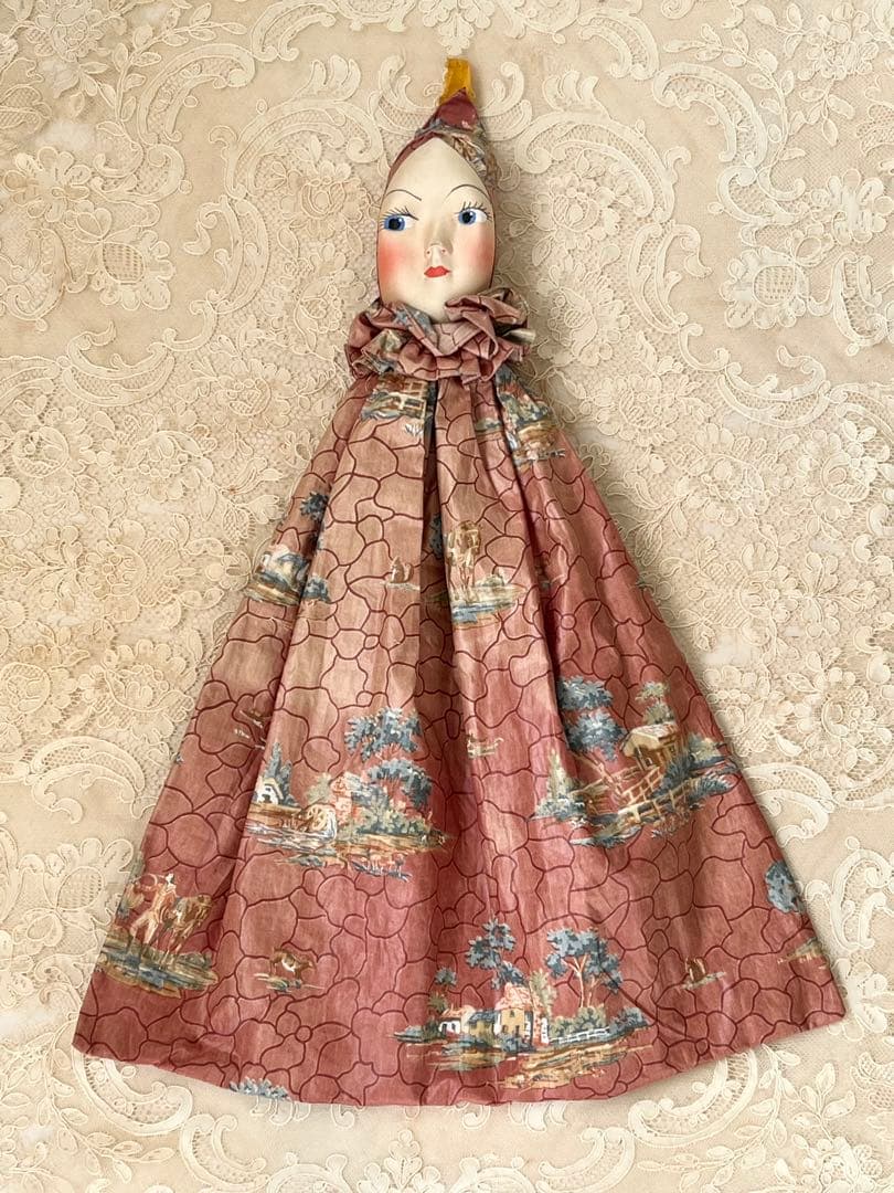 アンティーク/ヴィンテージブドワール ドール 布バッグ壁掛け装飾検）ビスクドール