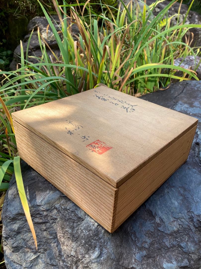 京都のヴィンテージ　お花の大皿　五条・京の陶器　萬寿堂　加賀美　緑色八角形陶器皿