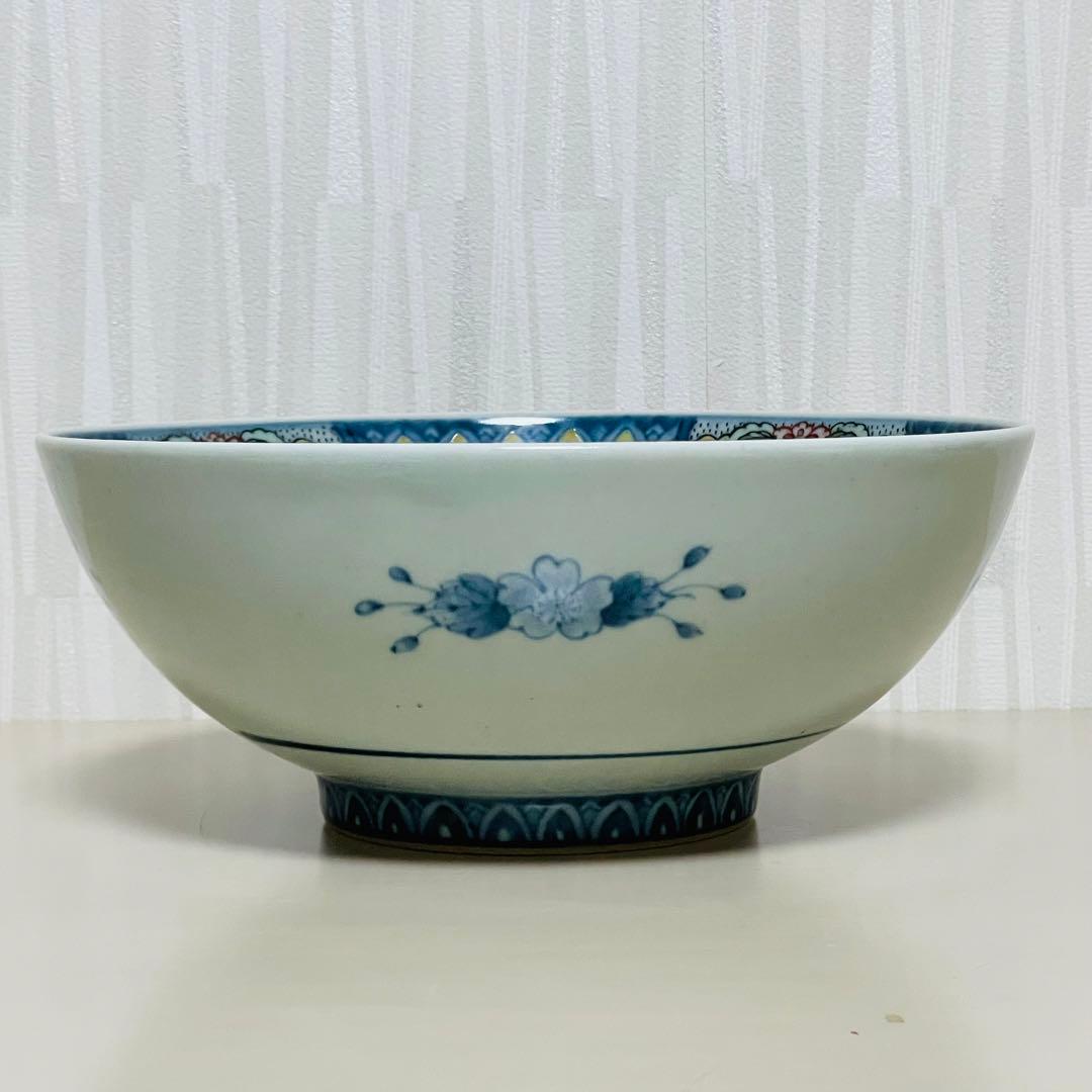 有田焼 六代 佐藤走波 染錦花鳥蝶文 鉢 直径22.5cm