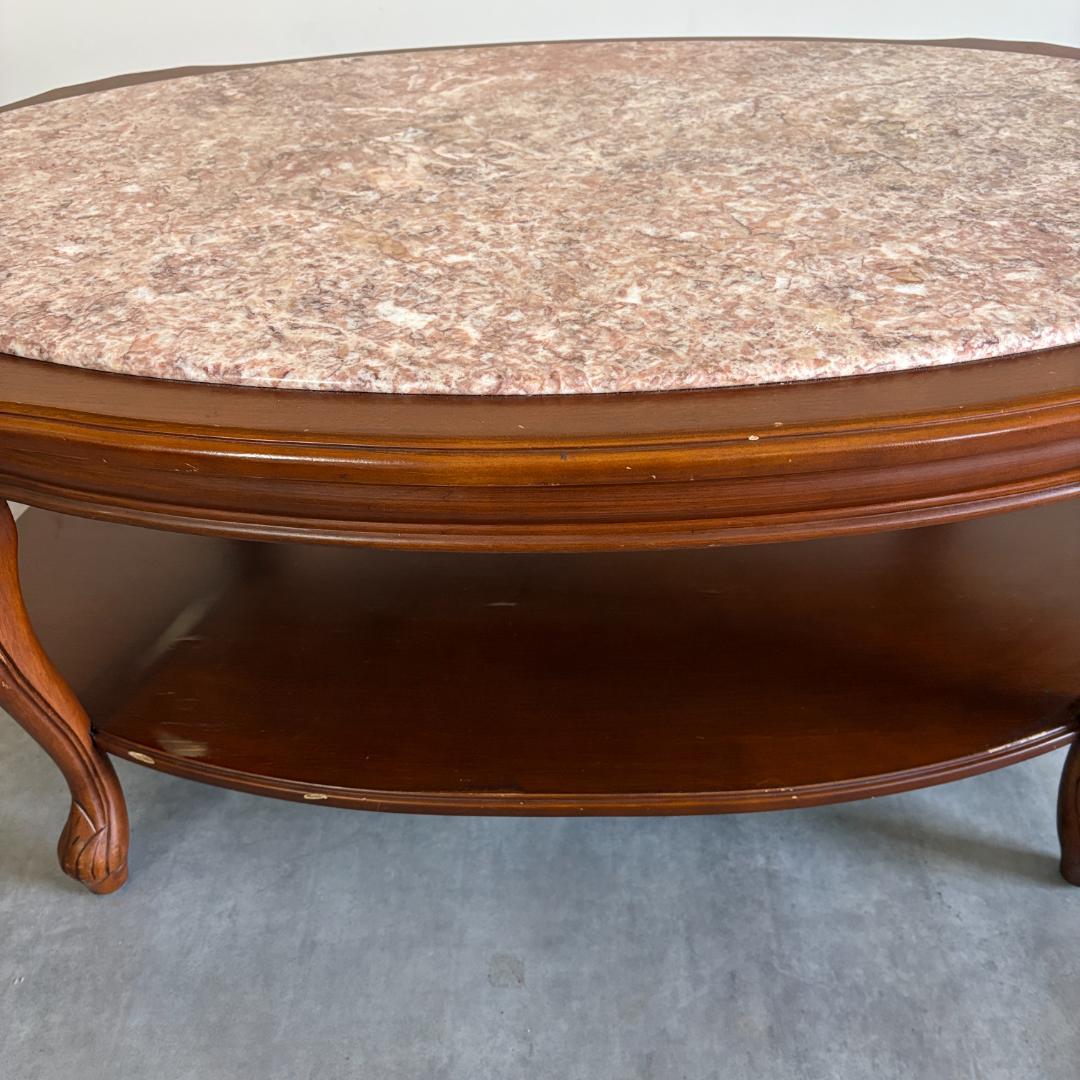 ロココ調 猫脚×大理石風天板 センターテーブル