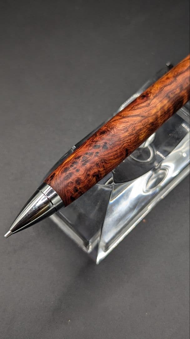 209ペン工房翌檜　サイアミーズローズウッド　瘤杢　木軸シャーペン　ボールペン