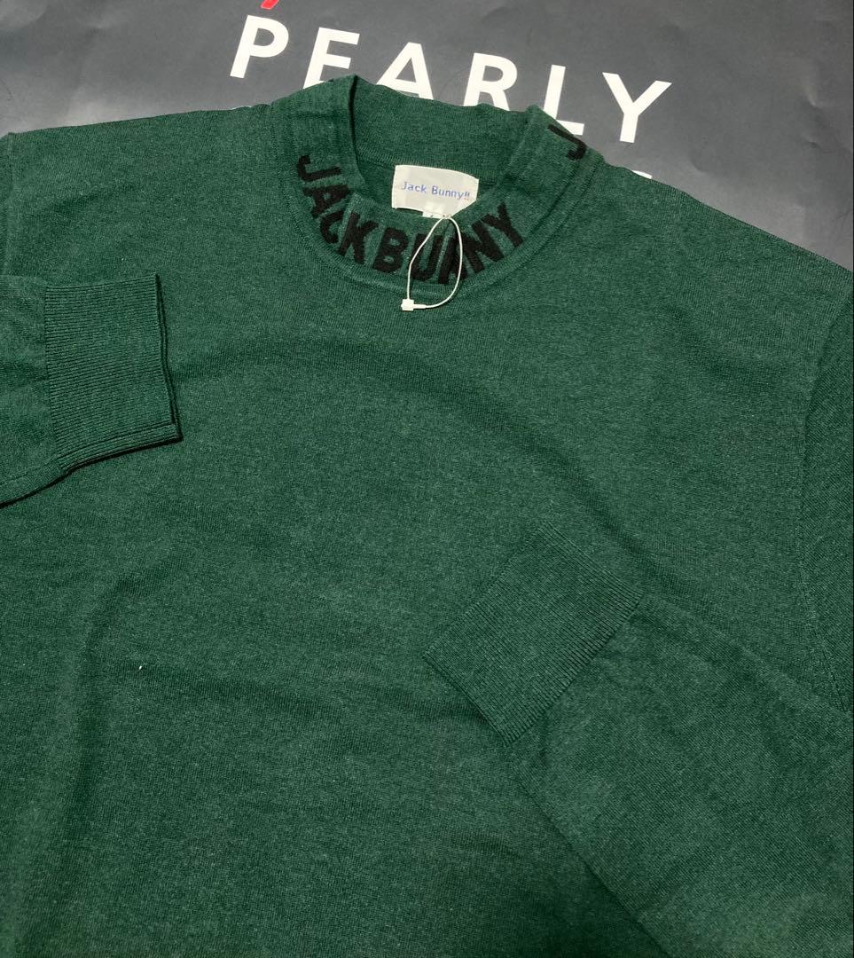 新品 パーリーゲイツ ジャックバニー ロゴハイネックニット(6)サイズLL/緑