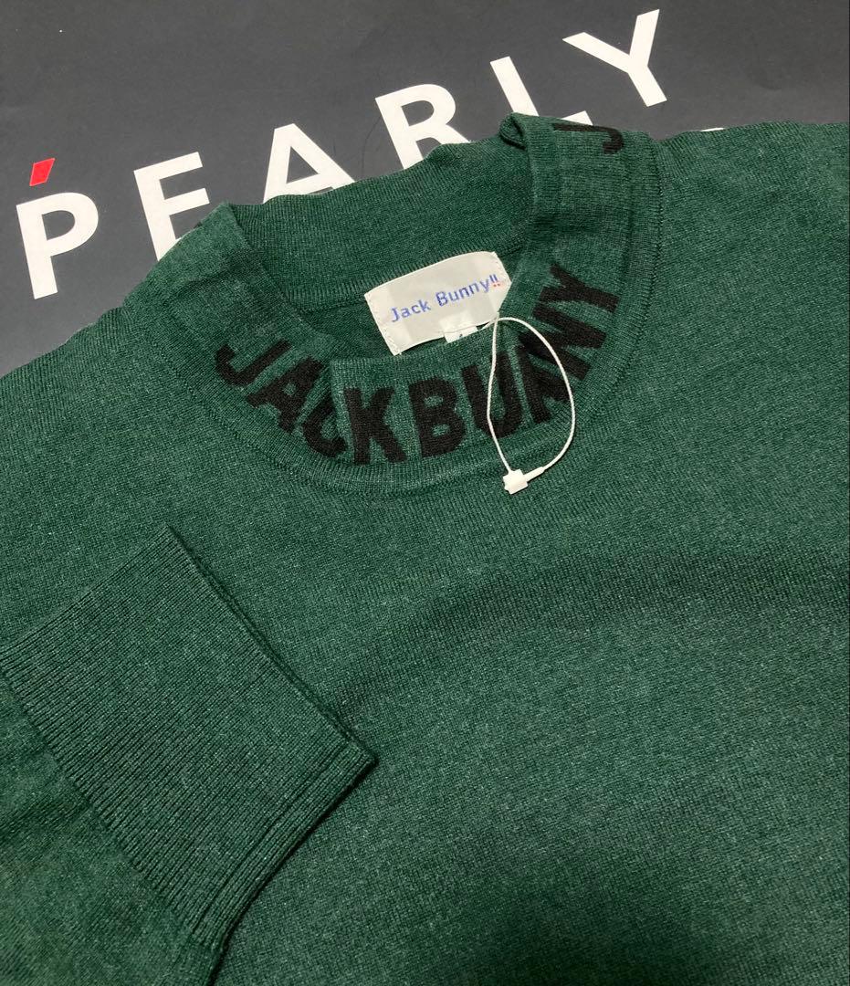 新品 パーリーゲイツ ジャックバニー ロゴハイネックニット(6)サイズLL/緑