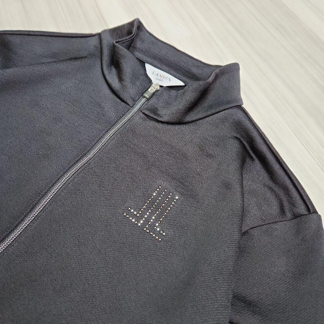 美品☆LANVIN SPORT☆ゴルフジャケットストレッチメンズ42(LL)黒