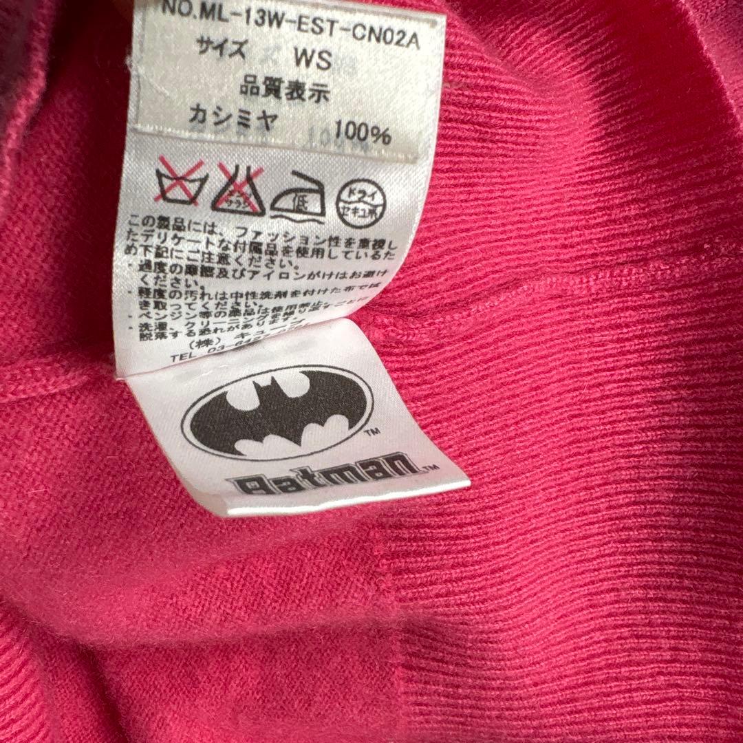 MARK&LONA カシミヤニット　バットマン　スカル　Vネック　ピンク