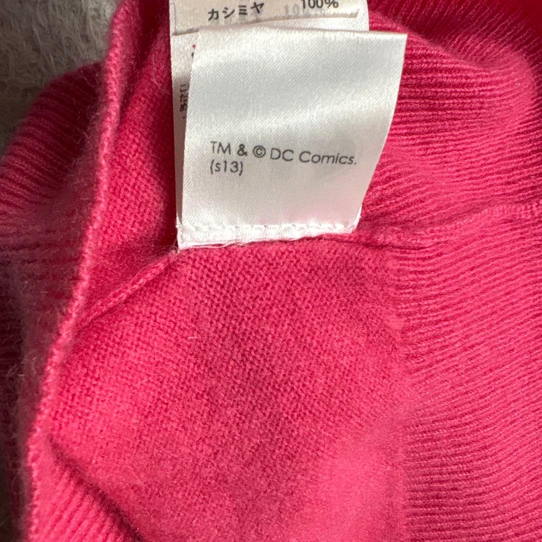 MARK&LONA カシミヤニット　バットマン　スカル　Vネック　ピンク