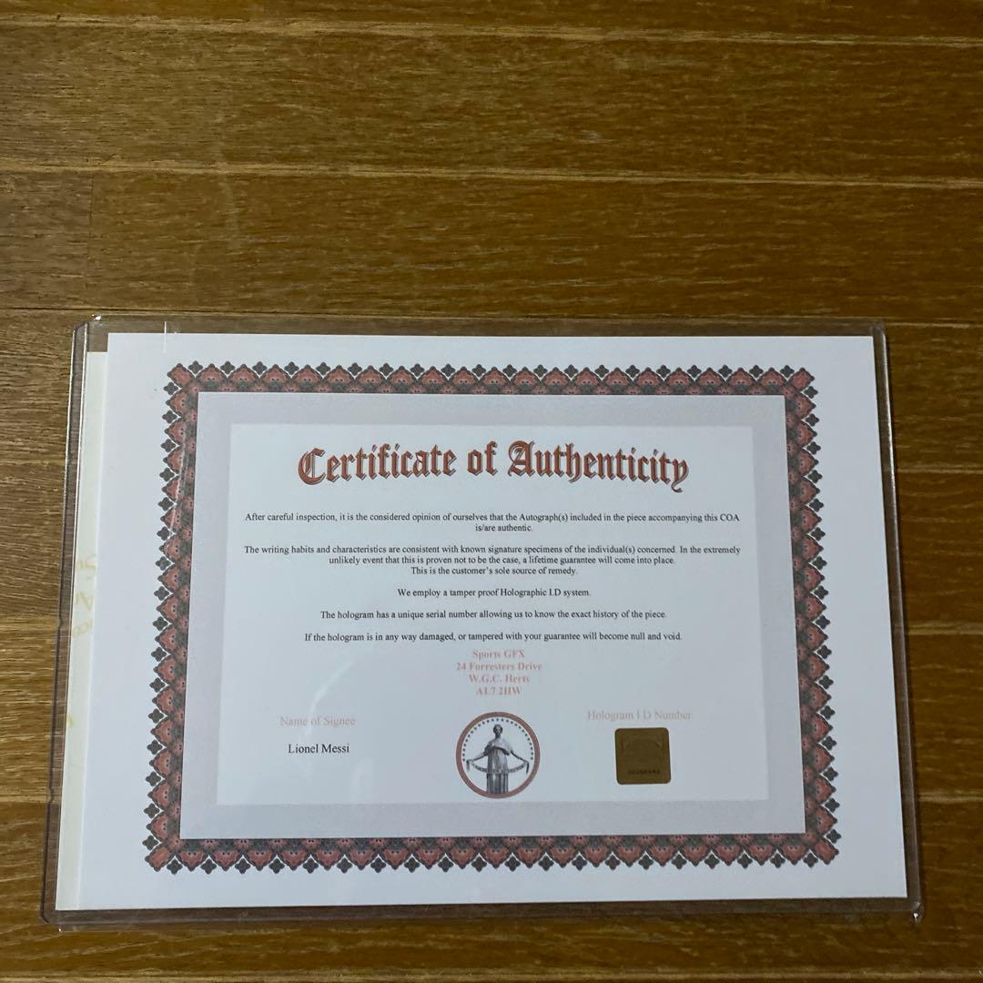 証明書付アルゼンチン リオネル　メッシ 　FCバルセロナ 　直筆サイン入りフォト