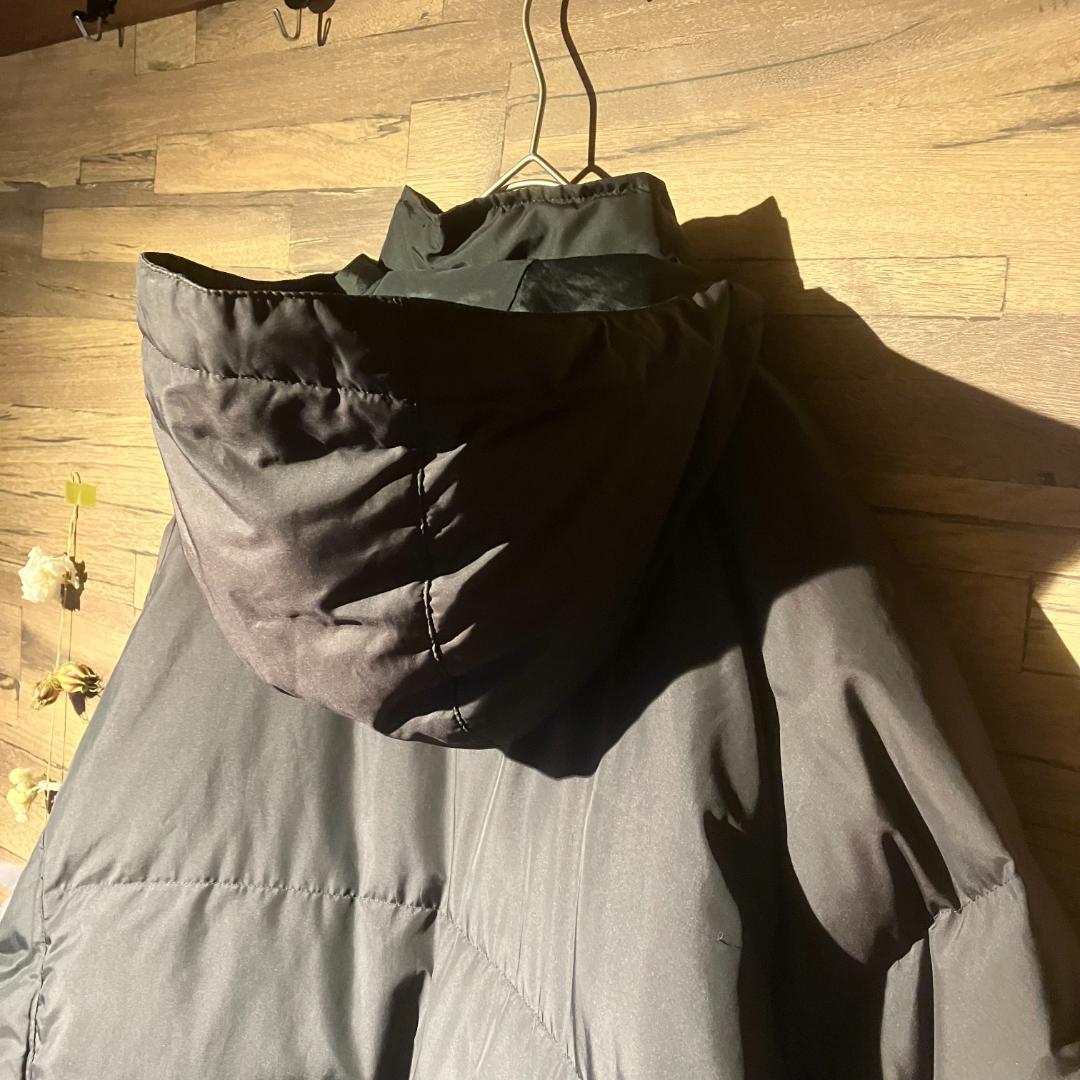 asics　ベンチコート　XA728N　ダウン70%/黒/フード　サイズL