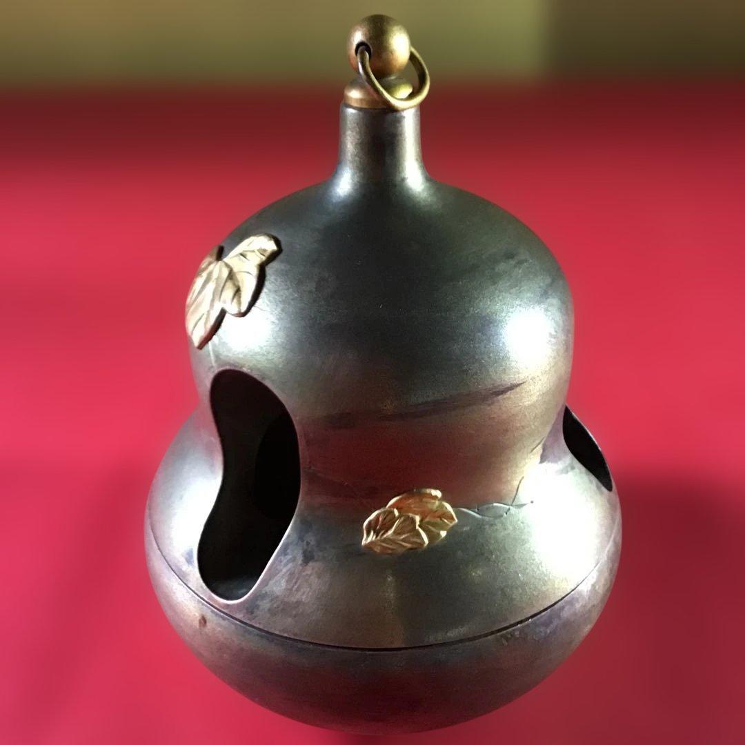 大珍品　白銅地据紋象嵌　香炉　アンティークライター付　昭和初期　　　B3