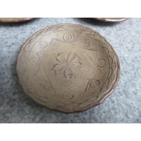 備前焼せんべい皿五弁の桜図5枚 [B28416]