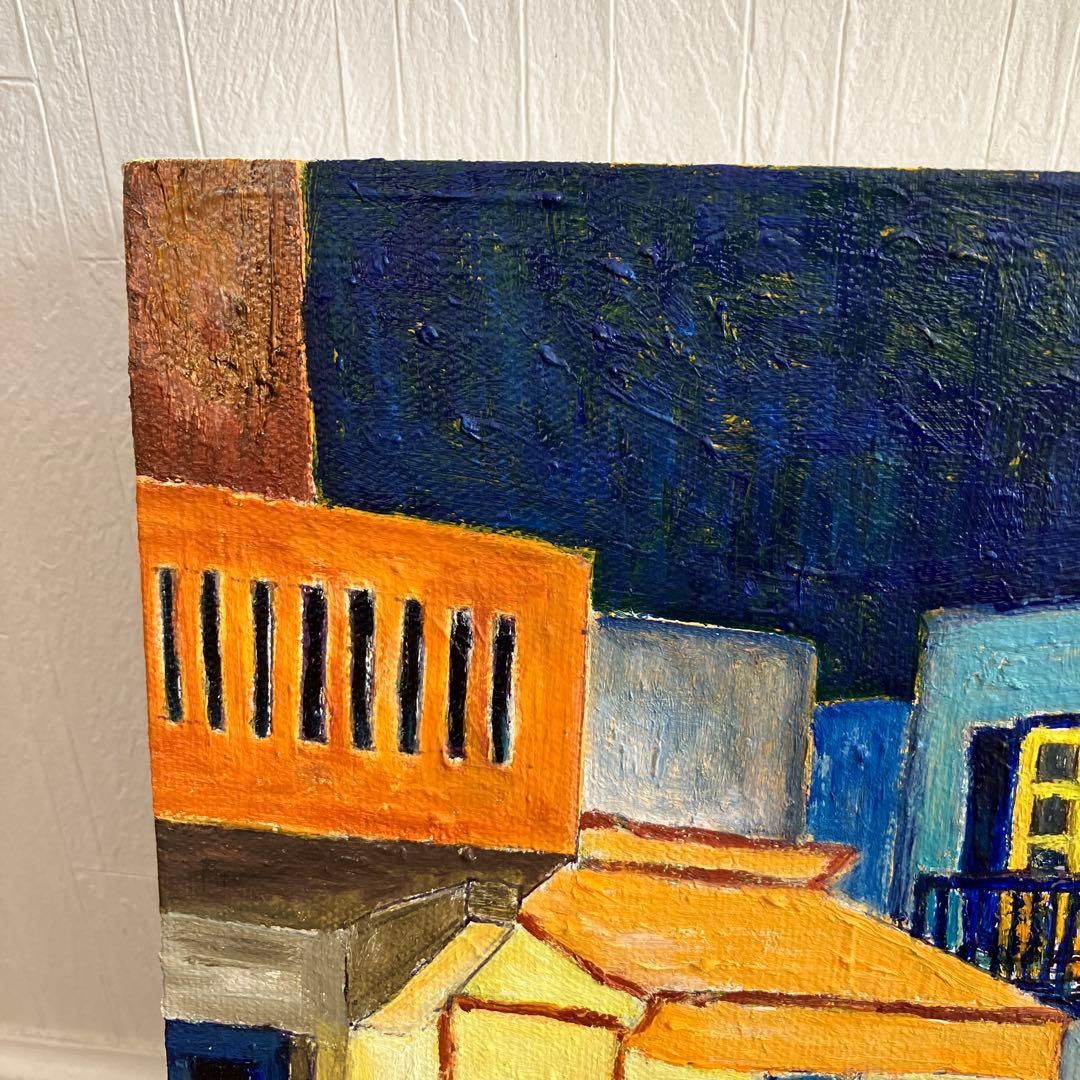 絵画　風景画　油絵　夜の街2 キャンバス