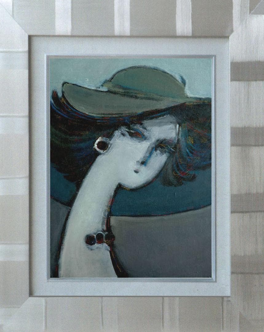 油絵 絵 絵画 インテリア 額付(黒) F4-052213 人物 女性像