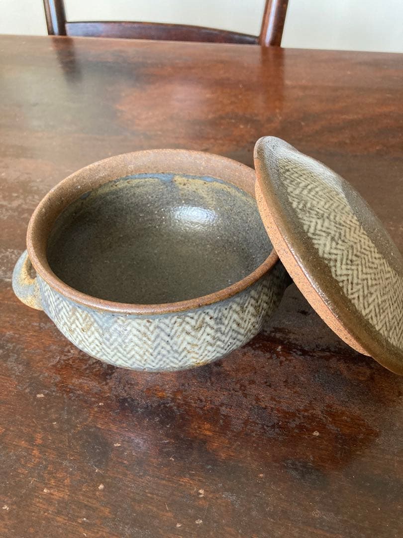 人間国宝　島岡達三　地釉縄文象嵌スープセット