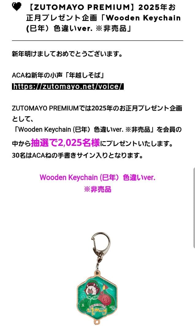 ぜ*侍様 ずっと真夜中でいいのに。 Wooden Keychain巳年【直筆サイ