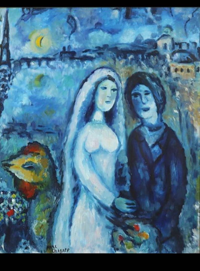 【値下げ交渉可】マルク・シャガール 人物画 複製画 油彩 名画 額装