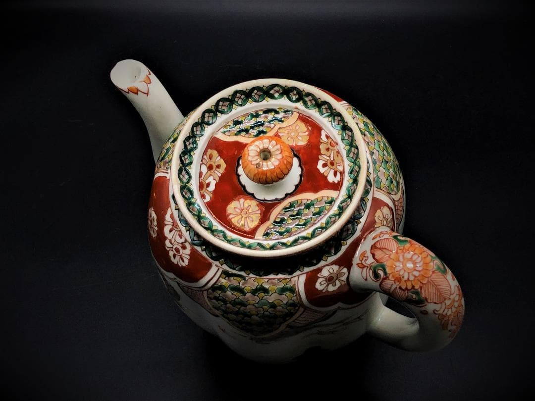 【 色鍋島水瓶 】 肥前官窯松鶴色絵　江戸期　桐箱付き