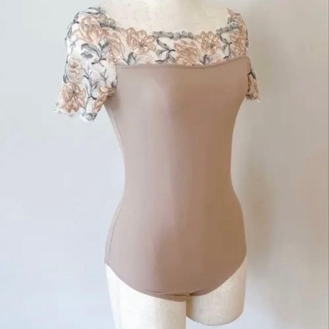 花柄レース　オフショルダー　バレエレオタード