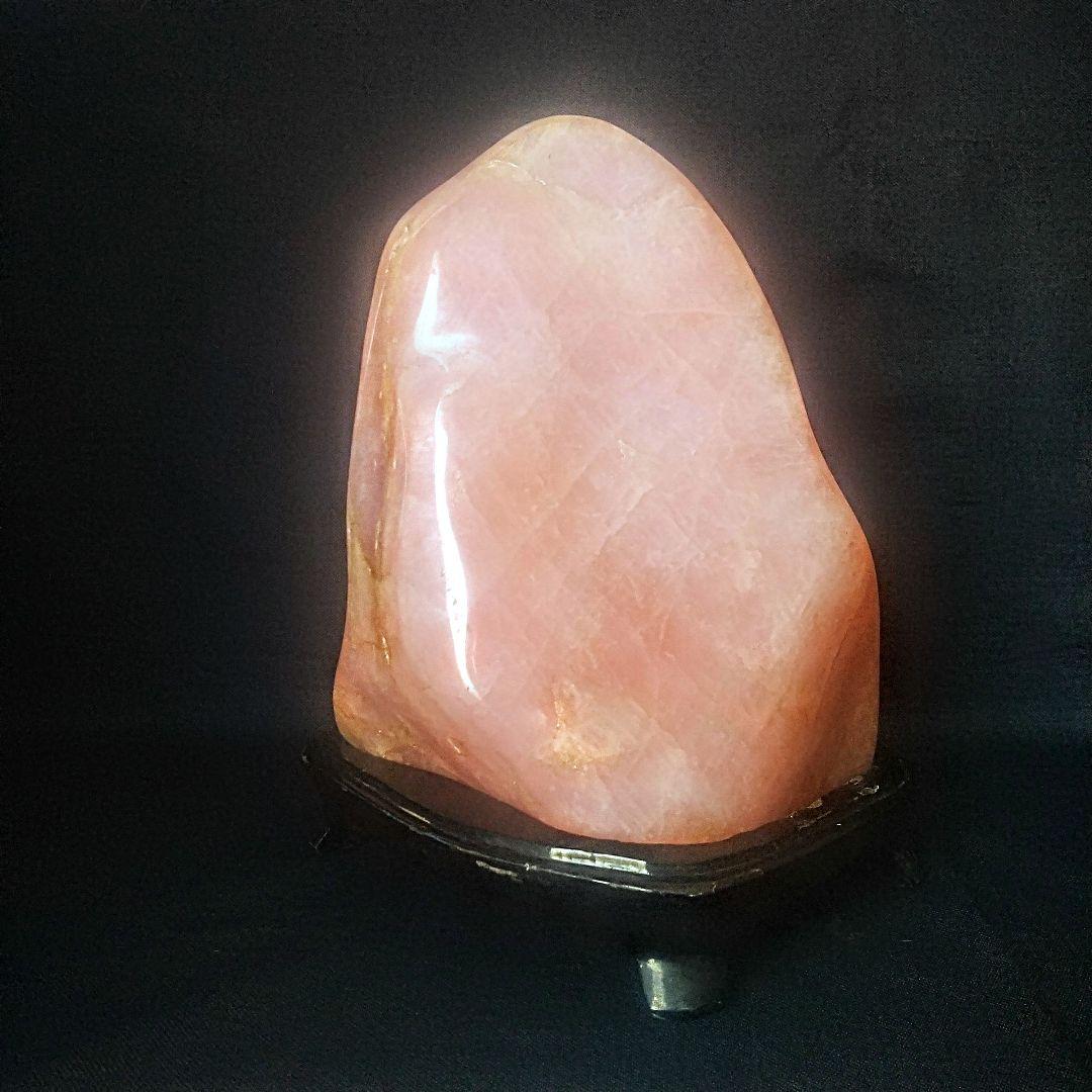 【美石 12.6kg】ローズクォーツ ピンク水晶 鑑賞石 天然石 台座付き