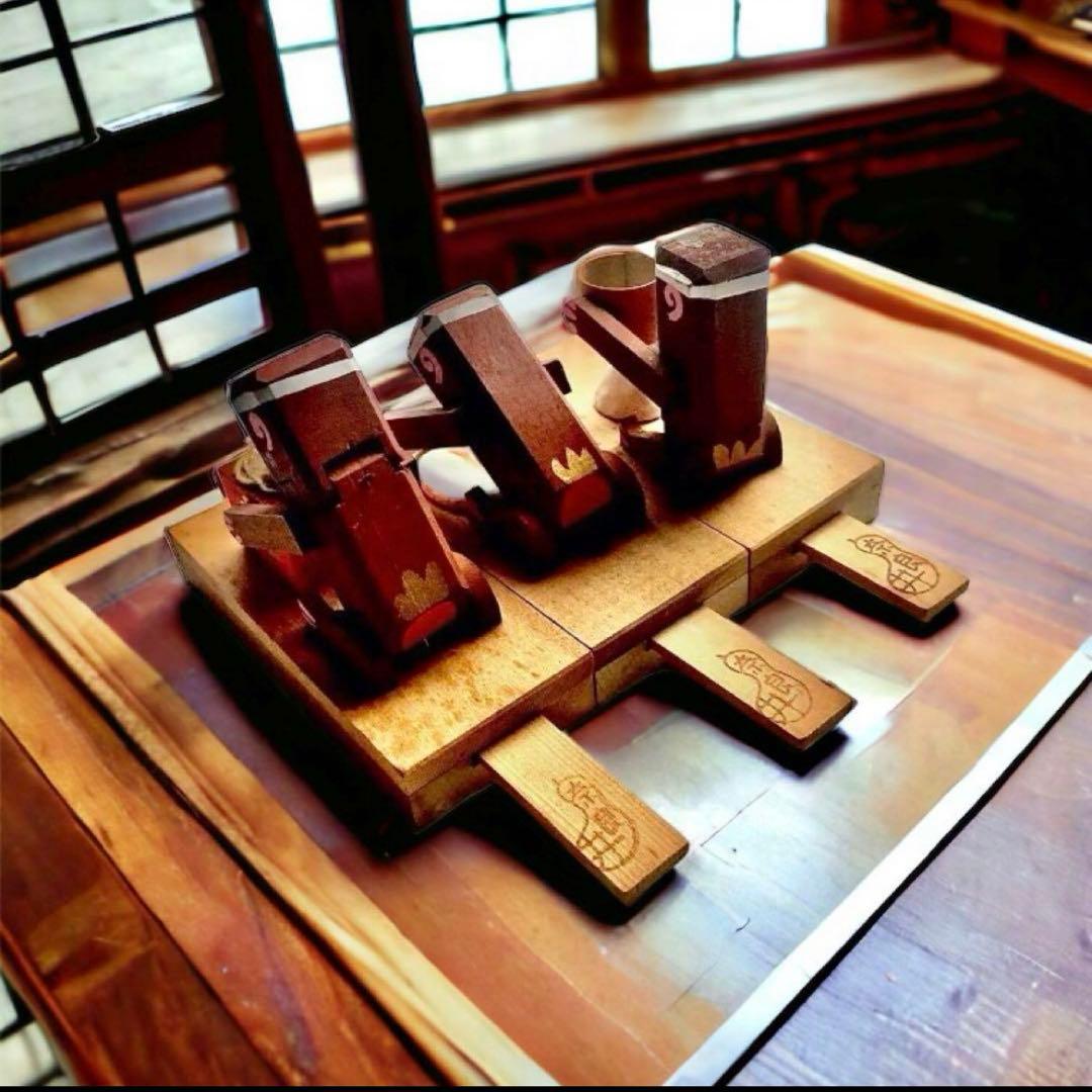 長野県 廃絶 郷土玩具 奈良井のからくり玩具 信濃猿 蕎麦猿×3 民藝 伝統工芸