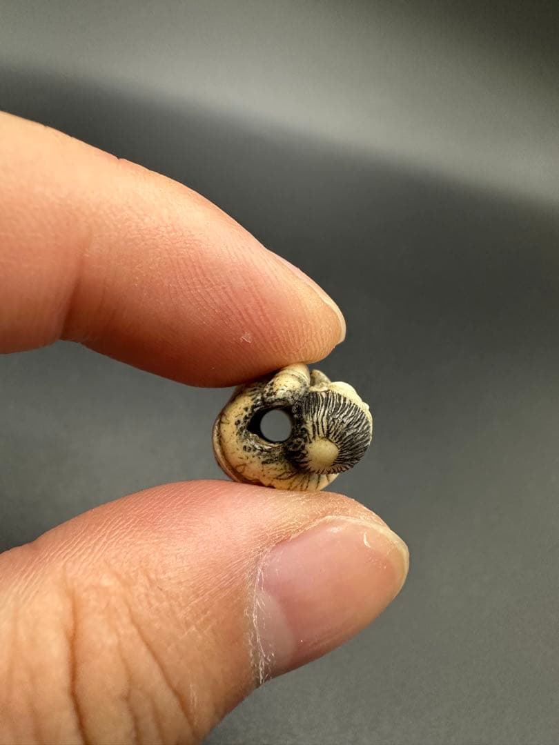 緒締　緒締玉　2点　だるま　天然材質　骨董古美術