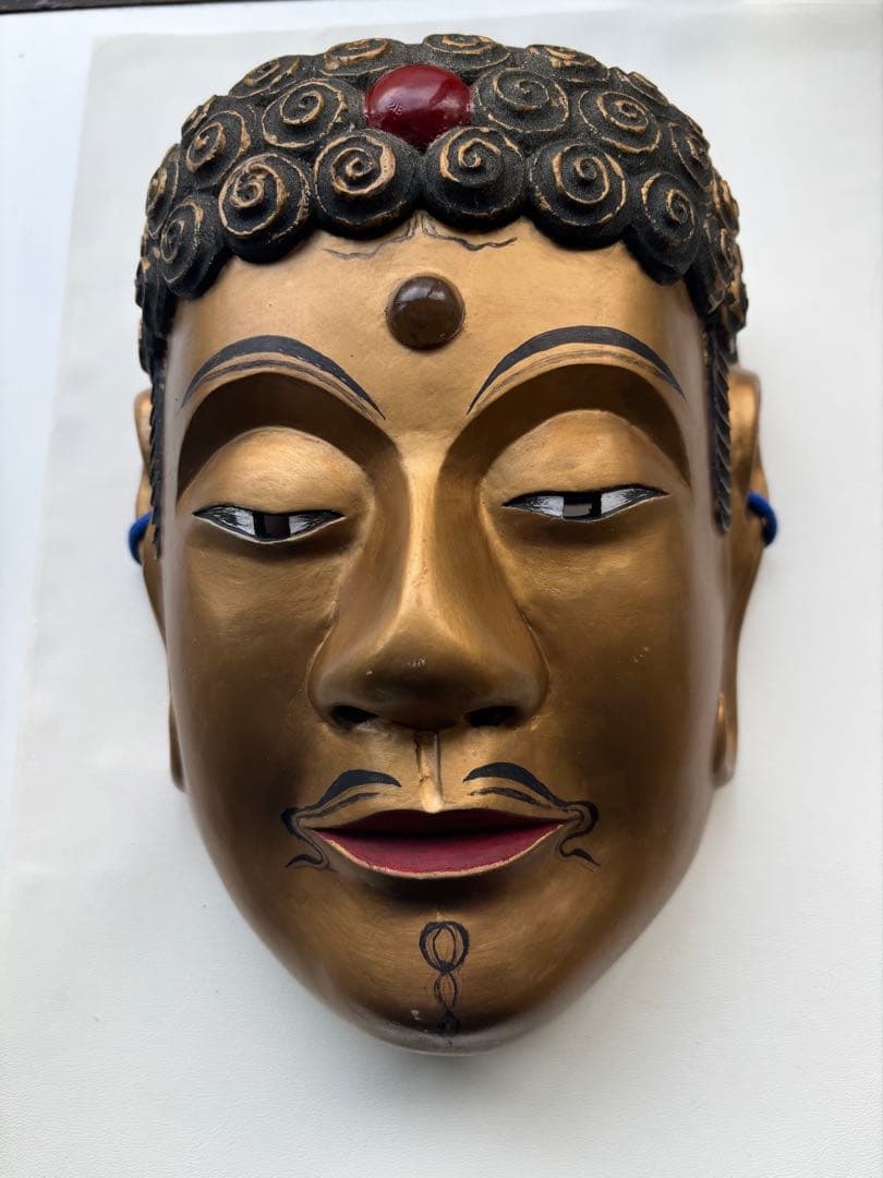 能面　釈迦　木彫り　作家物