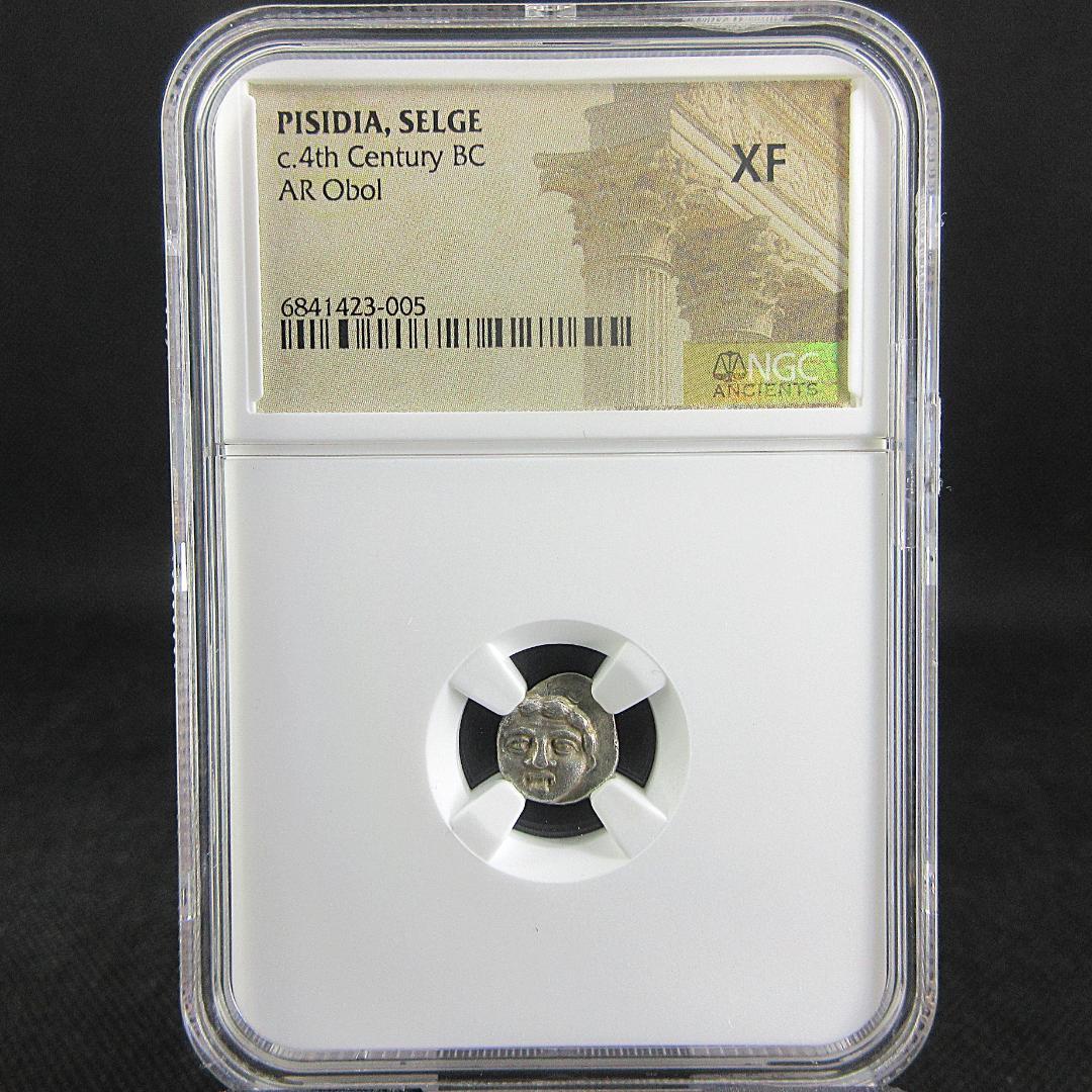 紀元前４世紀 古代ギリシャ ピシディア オボル銀貨 NGC アンティーク 