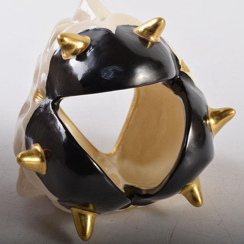 茶道具　京焼　紫翠窯　西村徳泉造　色絵　般若蓋置　共布共箱　V　8097