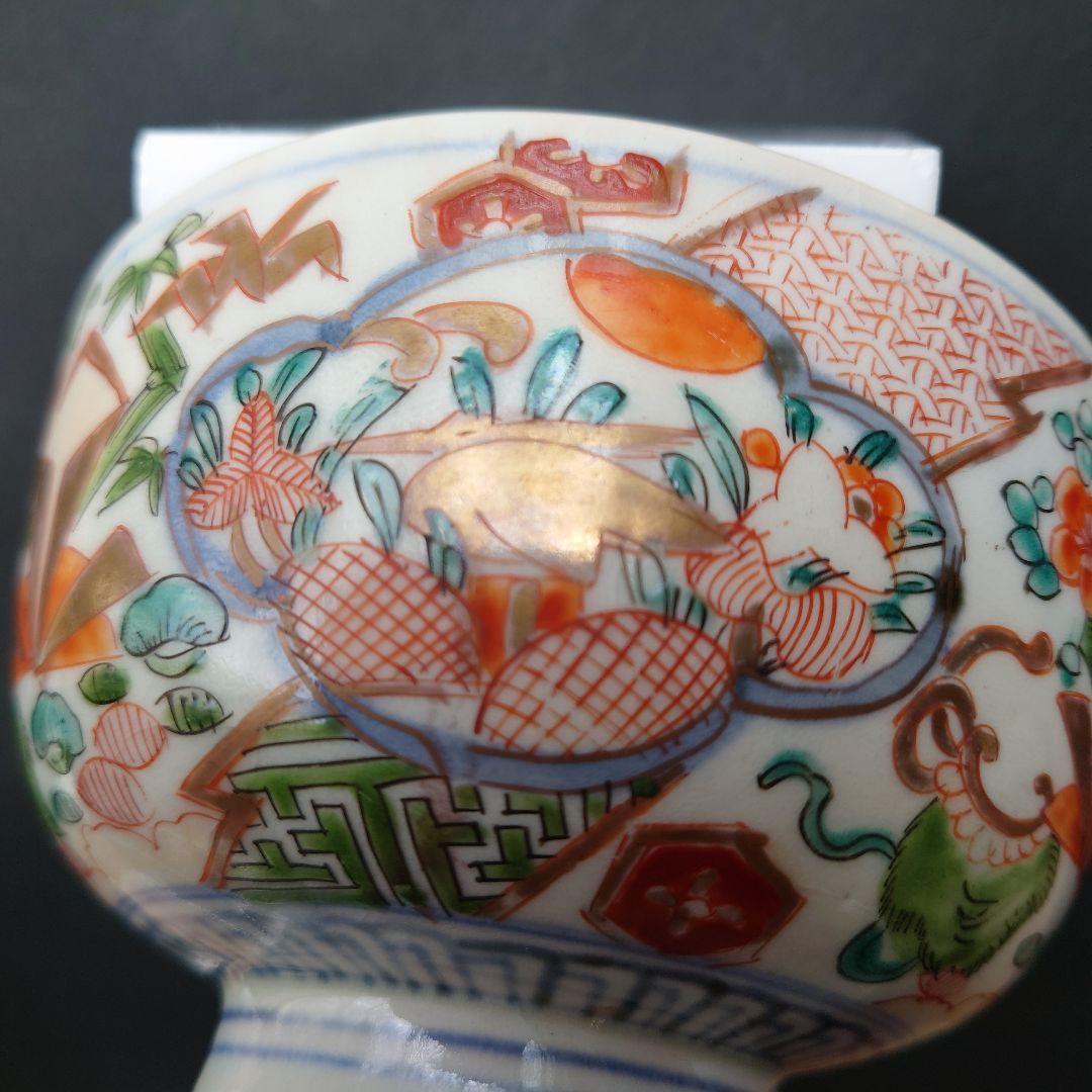 古伊万里　古九谷　江戸時代　鷺絵　煮物碗　蓋付き碗　飯碗　染錦　錦彩　手描　色絵
