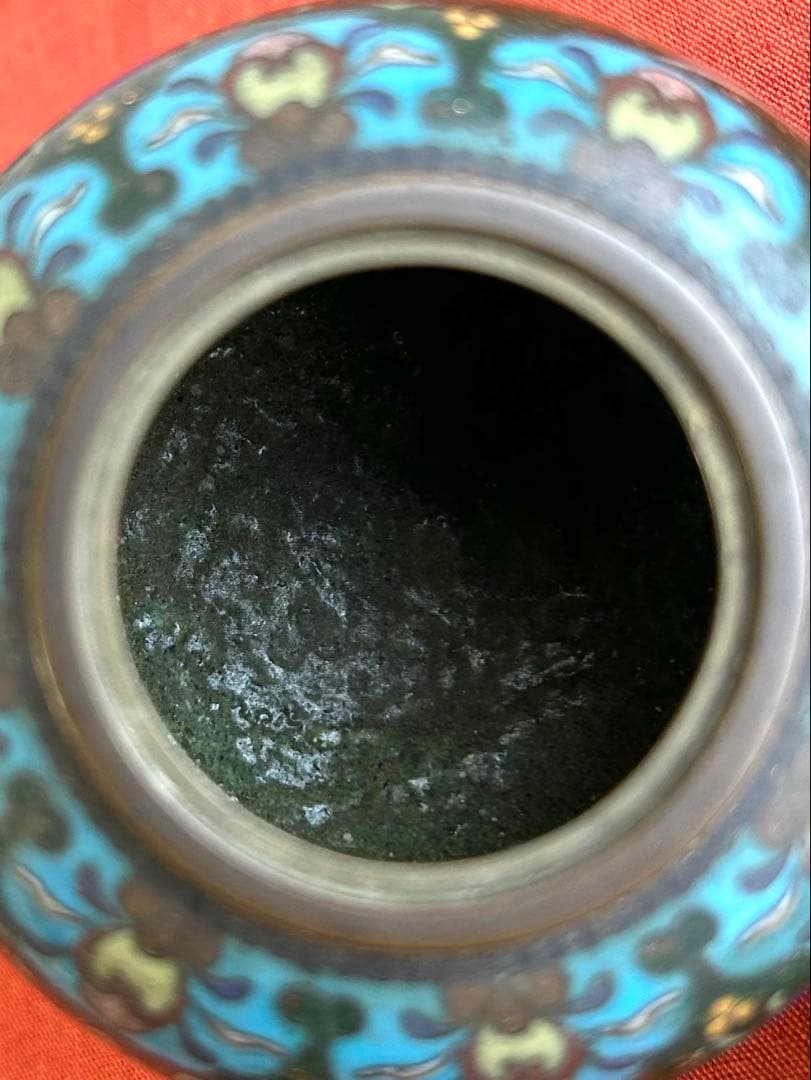 香炉 鳳凰蝶草花文・菊文三つ足有線七宝香炉 香道具 御茶道具 明治時代から伝わる