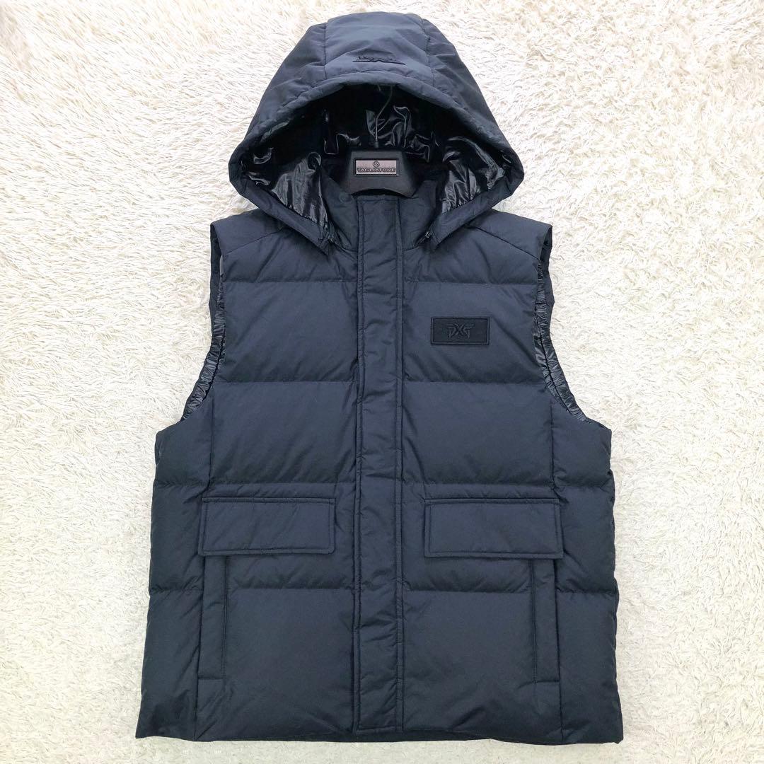 美品⭐PXG グースダウンベスト ゴルフウェア Lサイズ フード着脱可 ブラック