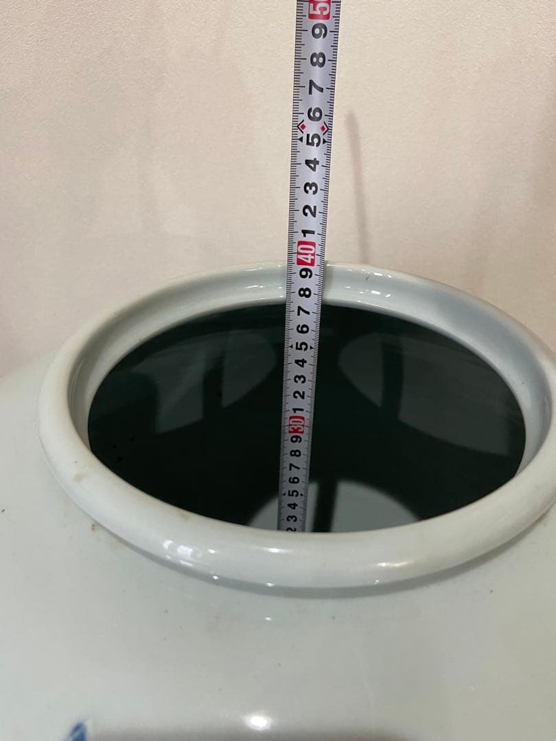 白磁　投入れ花器　1尺3寸　山水図大壺　太盛陶窯