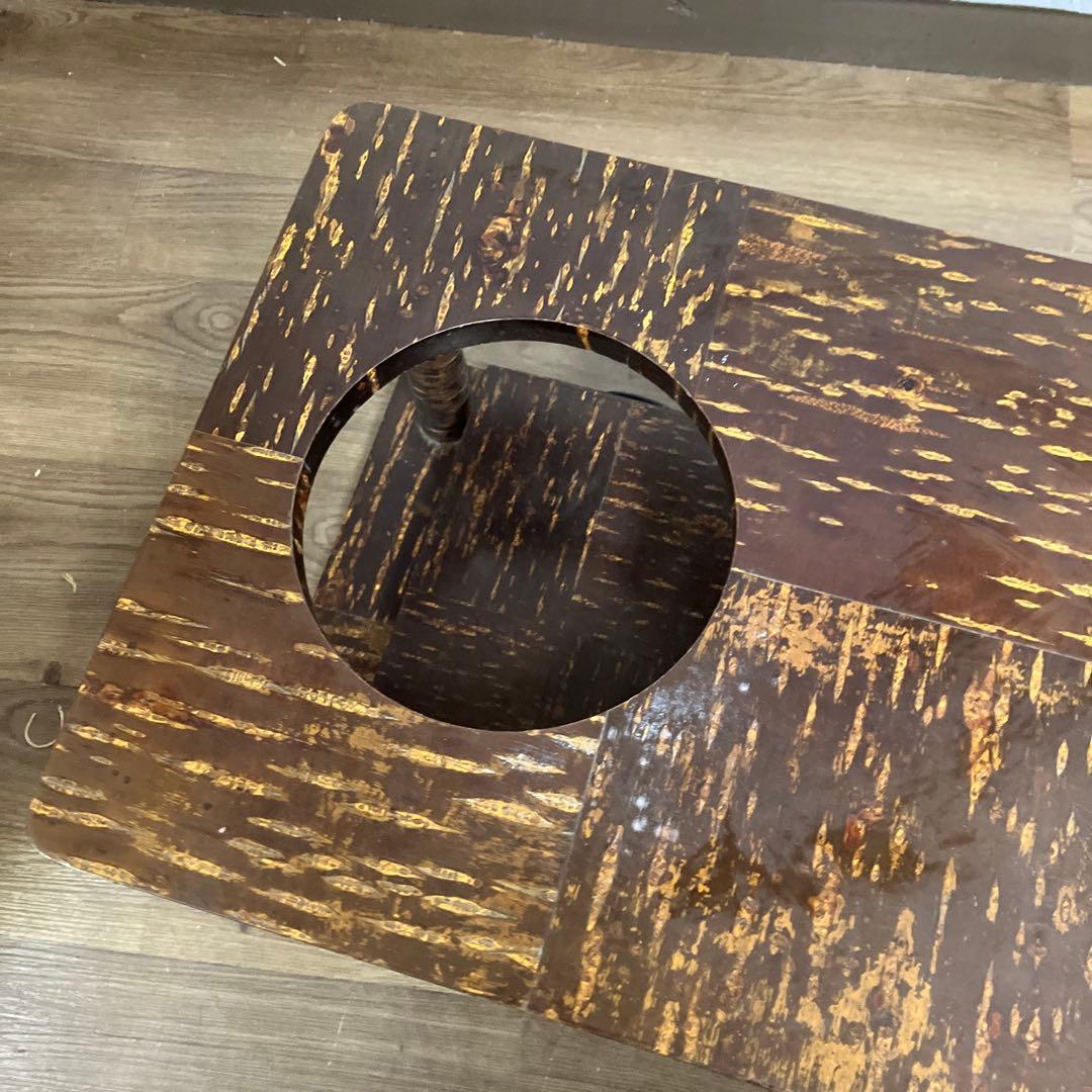 B-4 昭和レトロ 伝統工芸 樺細工風 ポットワゴン キャスター付 和家具