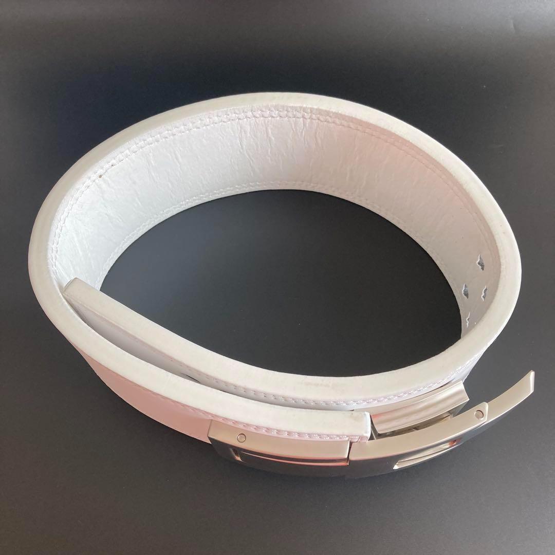 新品 パワーベルト レバーアクション XL 本革 白×シルバー 可変式 13㎜