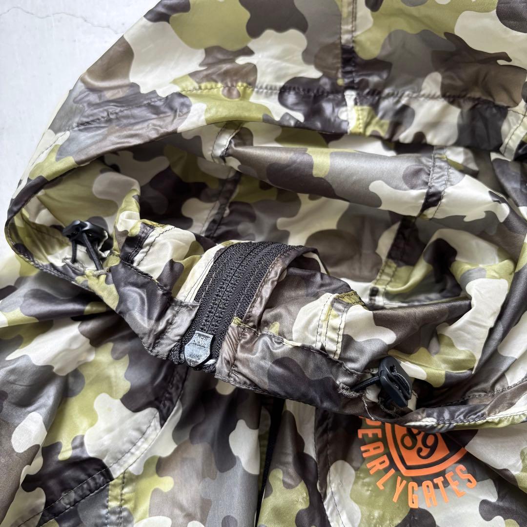 PEARLY GATES カモフラ迷彩柄 ナイロン フードジップジャケット ロゴ