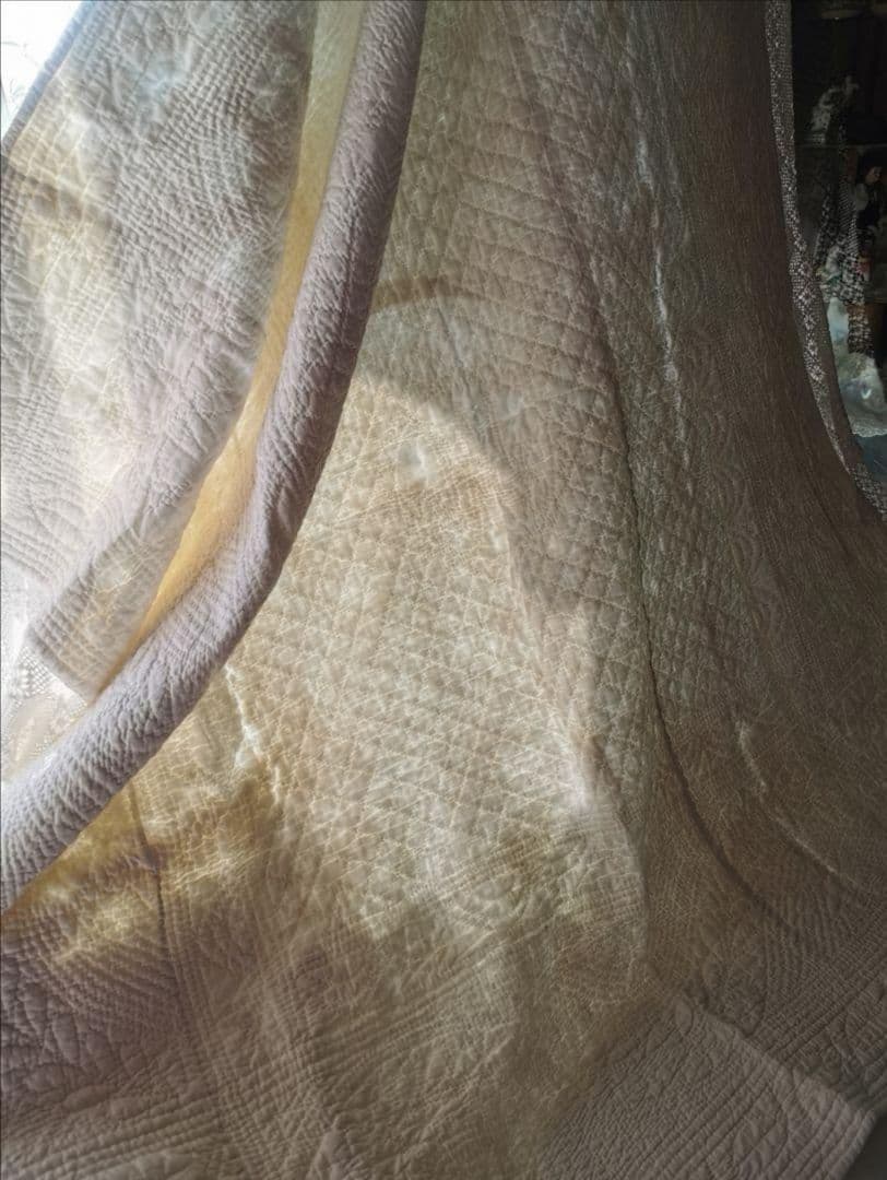 フレンチ アンティーク ブティ キルト ハンドステッチ ホワイト クロシェレース