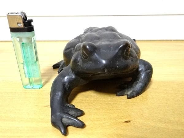 アンティーク 青銅 蛙 カエル 骨董品 オブジェ 置物 幸運 金運 昭和 当時物