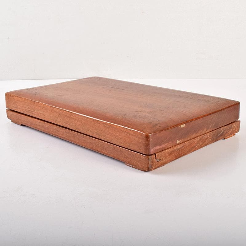 中国　書道具　端渓硯　唐木箱付　M　R7555