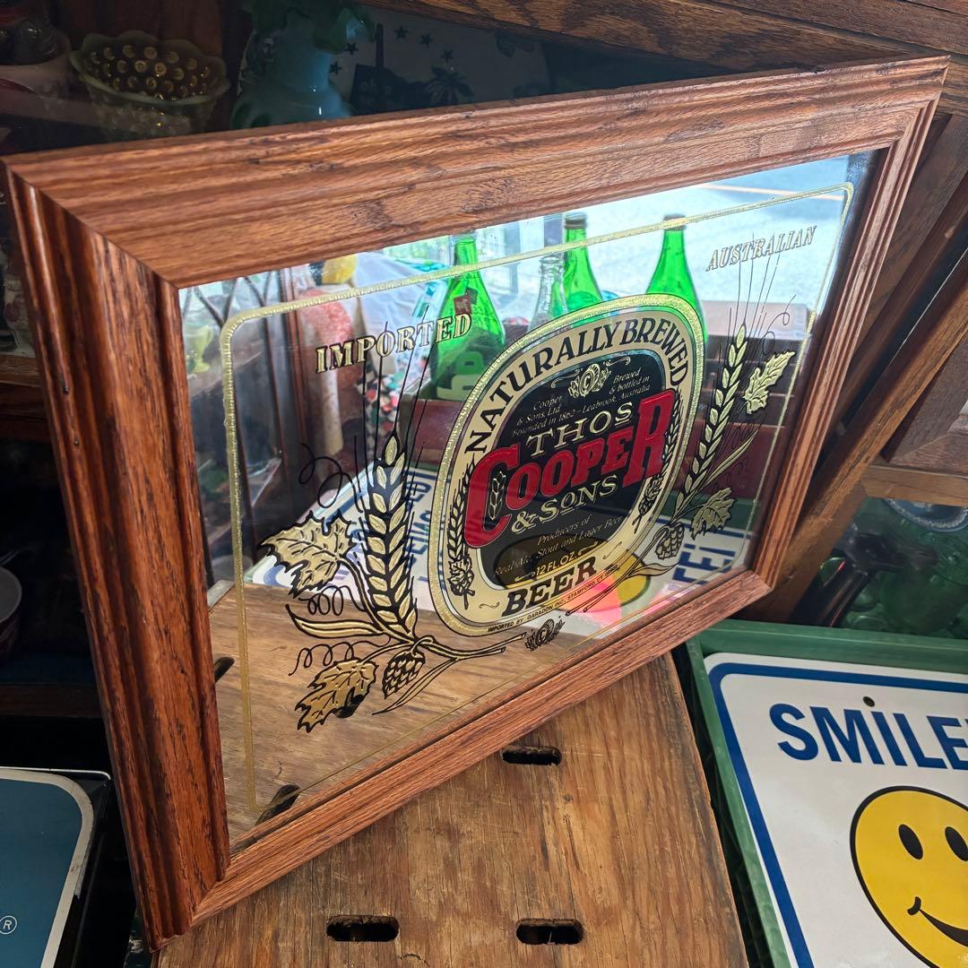 貴重！COOPER BEERアメリカアンティーク　パブミラーUSA 鏡　お酒看板