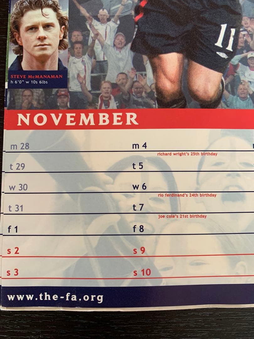 入手不可能！England Calendar 2002 FA公認商品