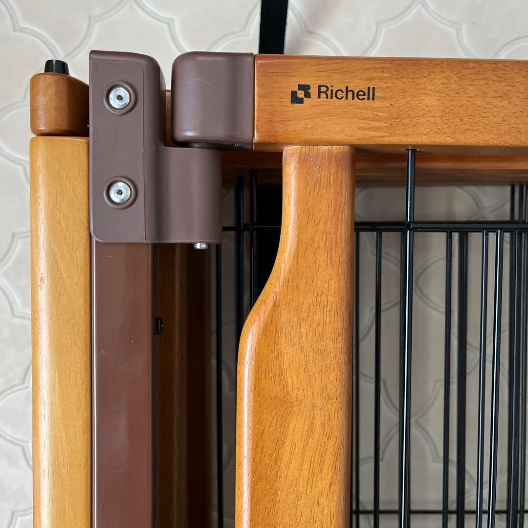 リッチェル ペット用 木製3ウェイサークル 6面50H ブラウン