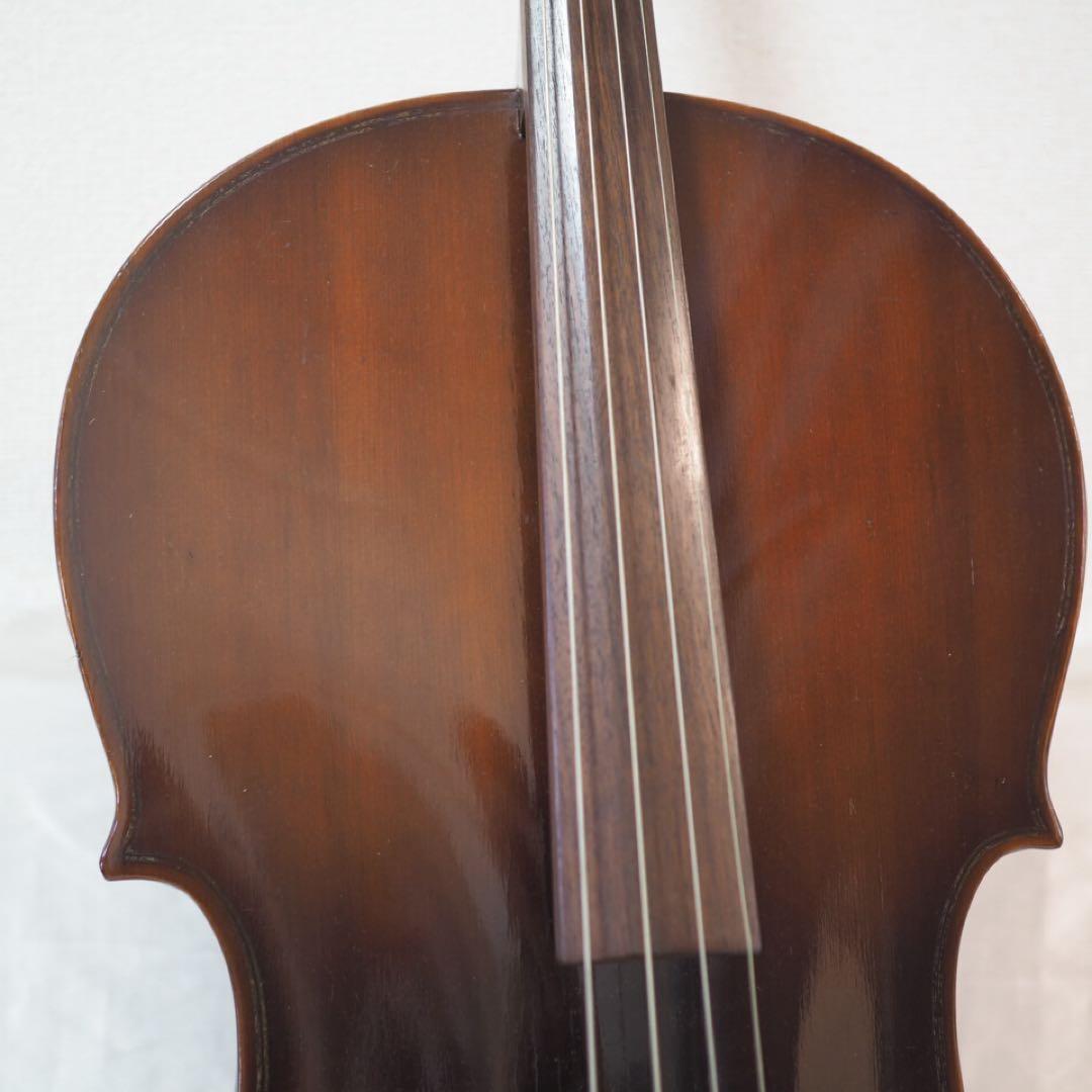 メーカー不明 チェロ 4/4 虎杢 弓 ソフトケース付き