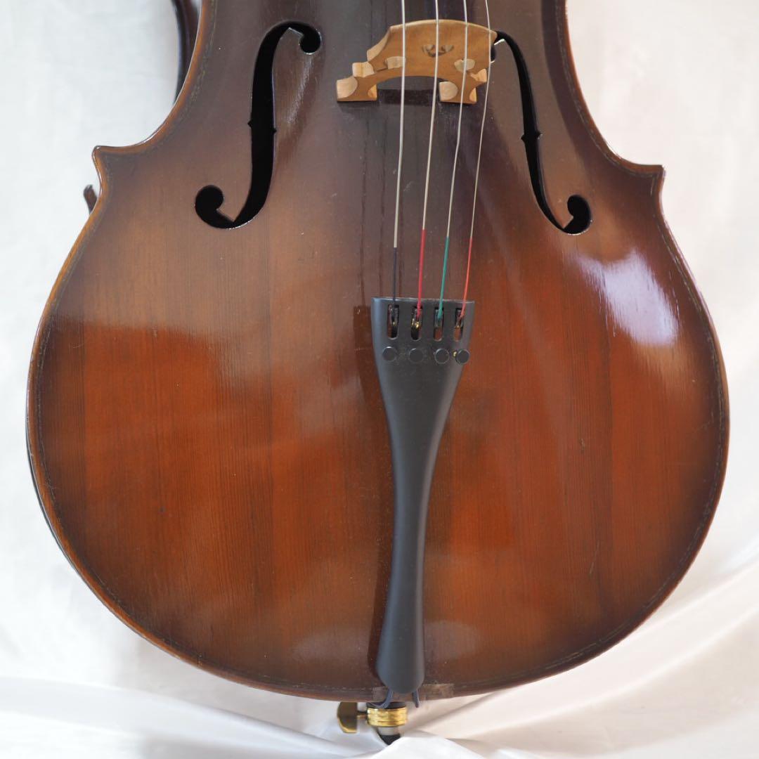 メーカー不明 チェロ 4/4 虎杢 弓 ソフトケース付き